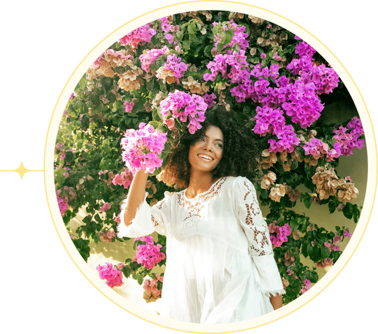 Pretty woman holding flowers