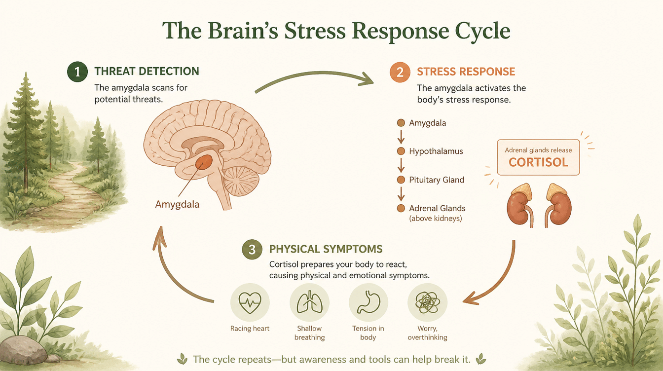 A clean illustration of the brain's stress response cycle