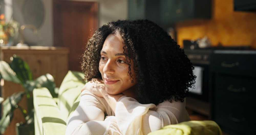 African american young woman in a calm, settled moment